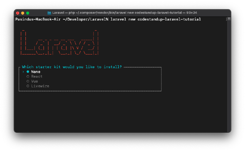 Livewire installer first step