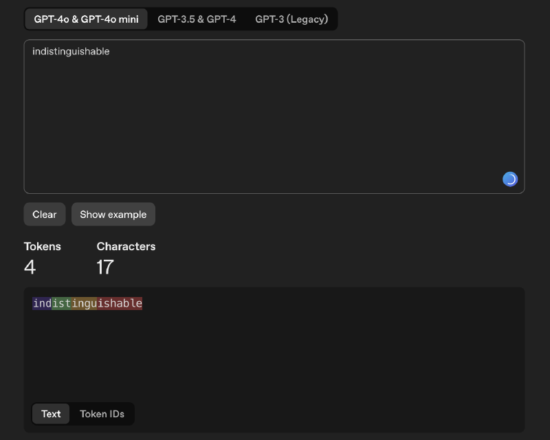 Tokenization example
