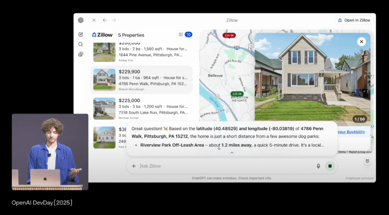 Zillow app inside ChatGPT