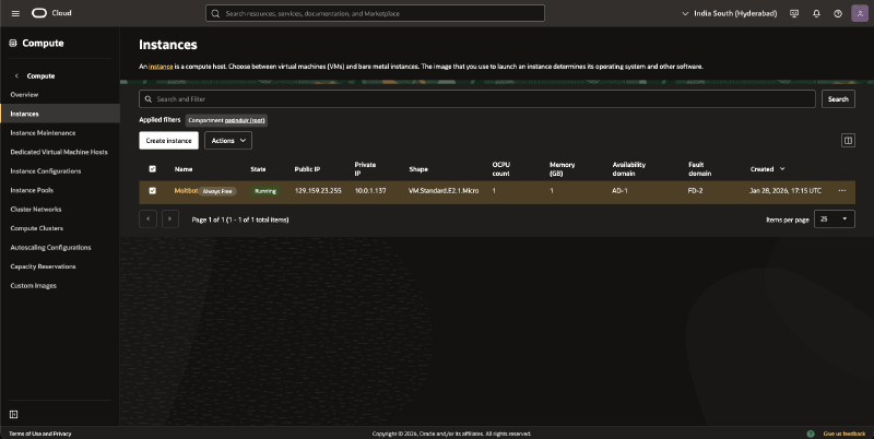 Oracle Cloud Review Instance